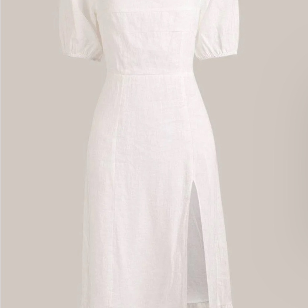 RIHOAS White Puff Sleeve Midi Sundress